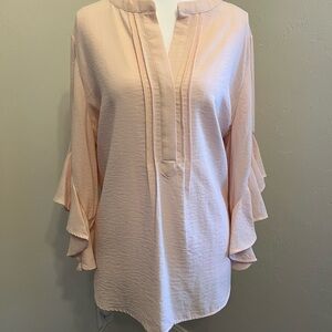 Vince Camuto Blush Tunic with Ruffled Sleeves